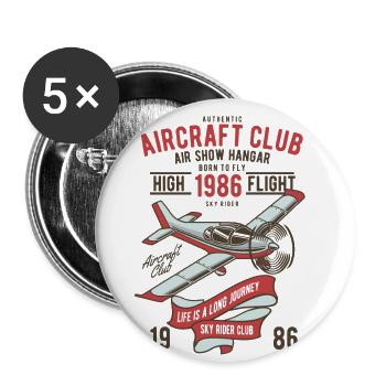 Aircraft Club Pilots Air Show Design Sky Rider - Buttons large 2.2''/56 mm (5-pack) - white - Front