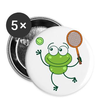 Green frog ready to serve at tennis match - Buttons large 2.2''/56 mm (5-pack) - white - Front