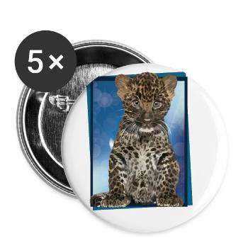Leopard - Buttons large 2.2''/56 mm (5-pack) - white - Front