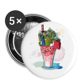 Pfau - Buttons groß 56 mm (5er Pack) - Weiß - Vorne