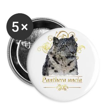 Snow leopard - Buttons large 2.2''/56 mm (5-pack) - white - Front