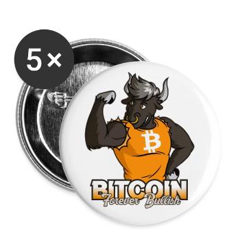 BITCOIN DESIGN CRYPTO BULL RUN gift for traders - Buttons large 2.2''/56 mm (5-pack) - white - Front