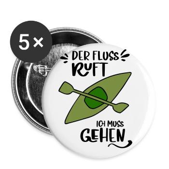 RIVER CALLS CANOE KAYAK WHITE WATER GO LAKE MOTIF - Buttons large 2.2''/56 mm (5-pack) - white - Front