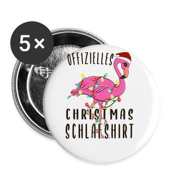 Flamingo Chemise de nuit de Noël - Lot de 5 grands badges (56 mm) - blanc - Devant