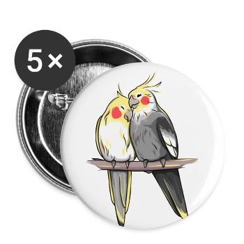 Corella Parrot Parakeet Cockatiel Red Cheeks - Buttons large 2.2''/56 mm (5-pack) - white - Front