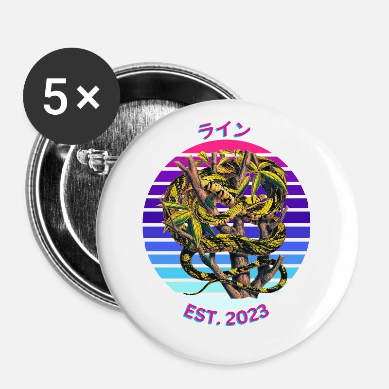 Neon Snake - Buttons large 2.2''/56 mm (5-pack) - white