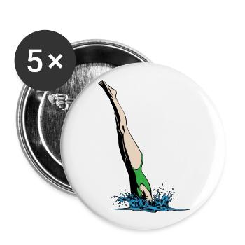 Kopfsprung Frau - Buttons groß 56 mm (5er Pack) - Weiß - Vorne