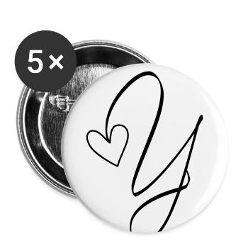 Buchstabe Y Ypsilon Buchstabe-Y Kalligrafie - Buttons groß 56 mm (5er Pack) - Weiß - Vorne