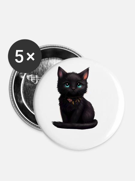 Katze Kätzchen Geschenk - Buttons groß 56 mm (5er Pack) - Weiß