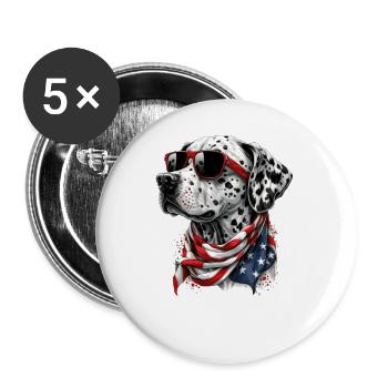 Drapeau patriotique dalmate américain - Lot de 5 grands badges (56 mm) - blanc - Devant