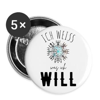 Wegweiser Motivation - VEGVISIR - Buttons groß 56 mm (5er Pack) - Weiß - Vorne