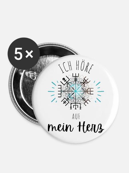 Wegweiser Motivation - VEGVISIR - Buttons groß 56 mm (5er Pack) - Weiß