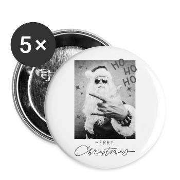 HO HO HO Merry Christmas (2) - Buttons groß 56 mm (5er Pack) - Weiß - Vorne