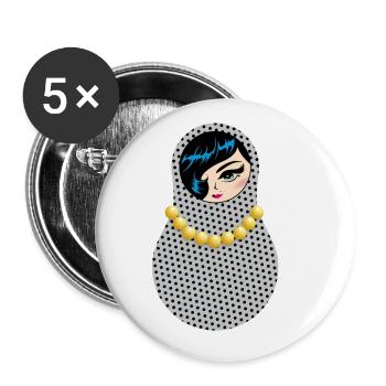 Matroschka Anja - Buttons groß 56 mm (5er Pack) - Weiß - Vorne