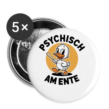 Psychisch Am Ente Humorvoller Entenwitz - Buttons groß 56 mm (5er Pack) - Weiß - Vorne
