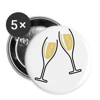 2 Glasses Of Sparkling Wine (Oval / Open / 2C) - Buttons large 2.2''/56 mm (5-pack) - white - Front