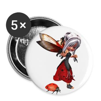Ladybug Fairy - Buttons large 2.2''/56 mm (5-pack) - white - Front