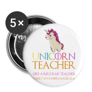 Unicorn Teacher Shirts - Lot de 5 grands badges (56 mm) - blanc - Devant
