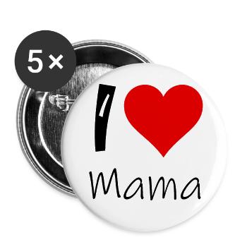 I love mom heart - Buttons large 2.2''/56 mm (5-pack) - white - Front
