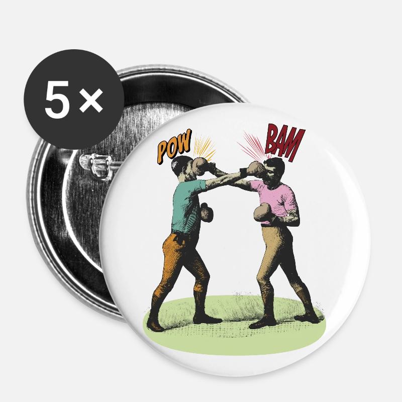 Pow Bam Boxing - Buttons large 2.2''/56 mm (5-pack) - white