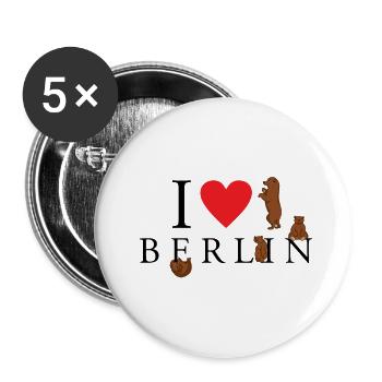 Berlin Bear I Love Berlin Christmas New Year - Buttons large 2.2''/56 mm (5-pack) - white - Front