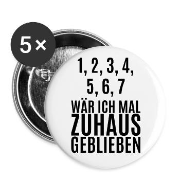 Lustiger Spruch Zahlen Geschenk zuhause Reim dark - Buttons groß 56 mm (5er Pack) - Weiß - Vorne