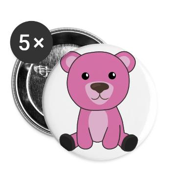 pink bear colorful bears cute animals teddy - Buttons large 2.2''/56 mm (5-pack) - white - Front