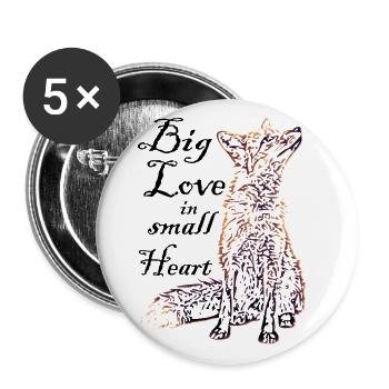 Little fox with a lot of love in the heart - Buttons large 2.2''/56 mm (5-pack) - white - Front