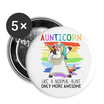 Dabbendes Unicorn Aunticorn Dabbing Unicorn Aunt - Buttons large 2.2''/56 mm (5-pack) - white - Front