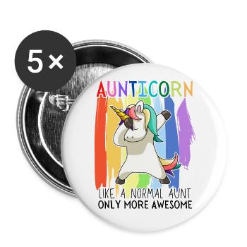 Aunticorn Dabbendes Unicorn Dabbing Unicorn Aunt - Buttons large 2.2''/56 mm (5-pack) - white - Front