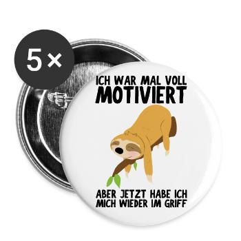 Faultier Sloth Faultiere Spruch faul schlafen Tier - Buttons groß 56 mm (5er Pack) - Weiß - Vorne