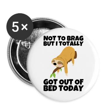 paresseux Sloth paresseux sort paresseux dormir animal - Lot de 5 grands badges (56 mm) - blanc - Devant