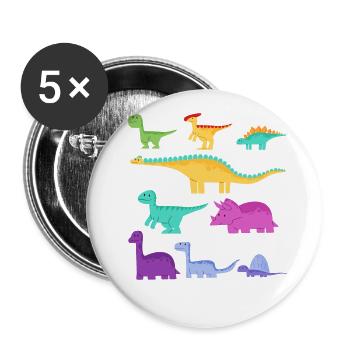 Arten Von Dinosauriern Dino - Buttons groß 56 mm (5er Pack) - Weiß - Vorne