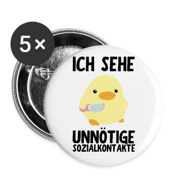 Ünnötige Sozialkontakte Ente mit Messer Meme Küken - Buttons groß 56 mm (5er Pack) - Weiß - Vorne