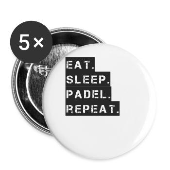 Padel Tennis - eat sleep padel repeat - Buttons large 2.2''/56 mm (5-pack) - white - Front