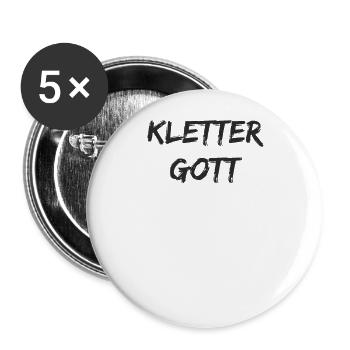 Klettern - Kletter Gott - Buttons groß 56 mm (5er Pack) - Weiß - Vorne