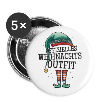 Offizielles Weihnachtsoutfit Weihnachten Wichtel - Buttons groß 56 mm (5er Pack) - Weiß - Vorne