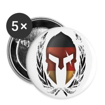 Spartiat Helm Deutsche Flagge - Buttons groß 56 mm (5er Pack) - Weiß - Vorne