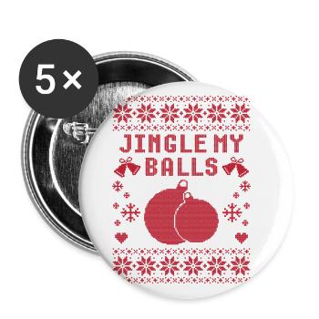 Jingle My Balls Ugly Christmas - Buttons large 2.2''/56 mm (5-pack) - white - Front