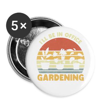 Gartentherapie Lustige Gartenarbeit - Buttons groß 56 mm (5er Pack) - Weiß - Vorne