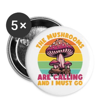 Mushrooms Are Calling Adventure Lover - Buttons large 2.2''/56 mm (5-pack) - white - Front