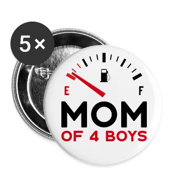 MOM OF 4 BOYS - Buttons large 2.2''/56 mm (5-pack) - white - Front