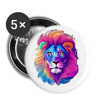 Lion - Buttons large 2.2''/56 mm (5-pack) - white - Front