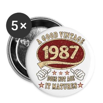 36ème anniversaire 1987 36er Bon millésime - Lot de 5 grands badges (56 mm) - blanc - Devant