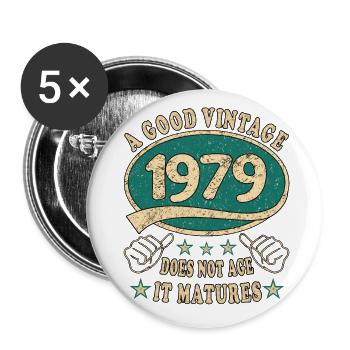 44ème Anniversaire 1979 '44 Bon millésime - Lot de 5 grands badges (56 mm) - blanc - Devant