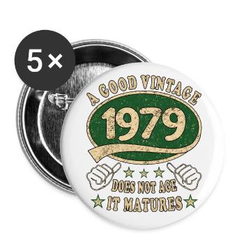 44th Birthday 1979 '44 Good vintage - Buttons large 2.2''/56 mm (5-pack) - white - Front