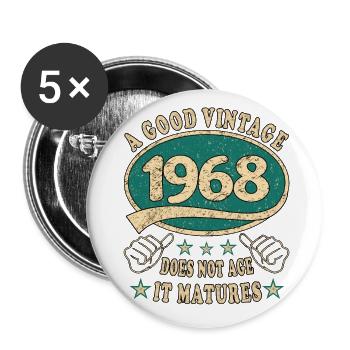 55ème Anniversaire 1968 '55 Bon Millésime - Lot de 5 grands badges (56 mm) - blanc - Devant