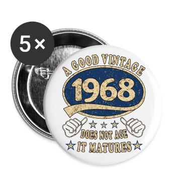 55ème Anniversaire 1968 '55 Bon Millésime - Lot de 5 grands badges (56 mm) - blanc - Devant