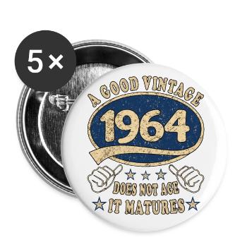 60th Birthday 1964 60s Good Vintage - Buttons large 2.2''/56 mm (5-pack) - white - Front