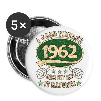 61st Birthday 1962 '61 Good Vintage - Buttons large 2.2''/56 mm (5-pack) - white - Front